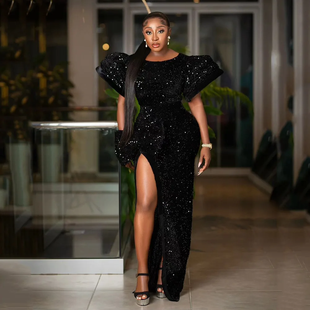 slim fit dress slacks Gown for New Year's Eve in Black Style 2411 Party Dress