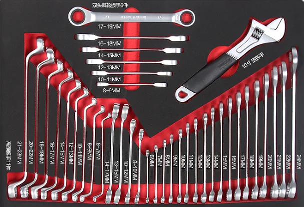 7 Drawer Roller Trolley Hand Tool Sets with 5 Layer CRV 455 Pcs Carton Box Cabinet Red 3 Years Powder Coat Steel Mechanical Odm