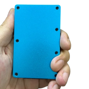 New Custom Print RFID Wallets Anti-theft Brush Slim Security Men Money Clip Spring Aluminum Alloy Card Holder with a Metal Clip