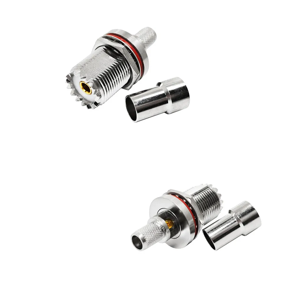 RF Connector UHF Hembra Female/Jack Straight Bulkhead Crimp SO239 Connector for Lmr300  RF Coaxial Cable