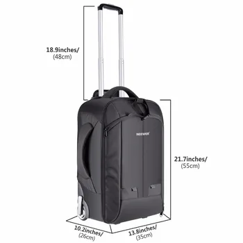 NEEWER Convertible Wheeled Camera Backpack Luggage Trolley Case (Black-Red/Black-Green) detail image