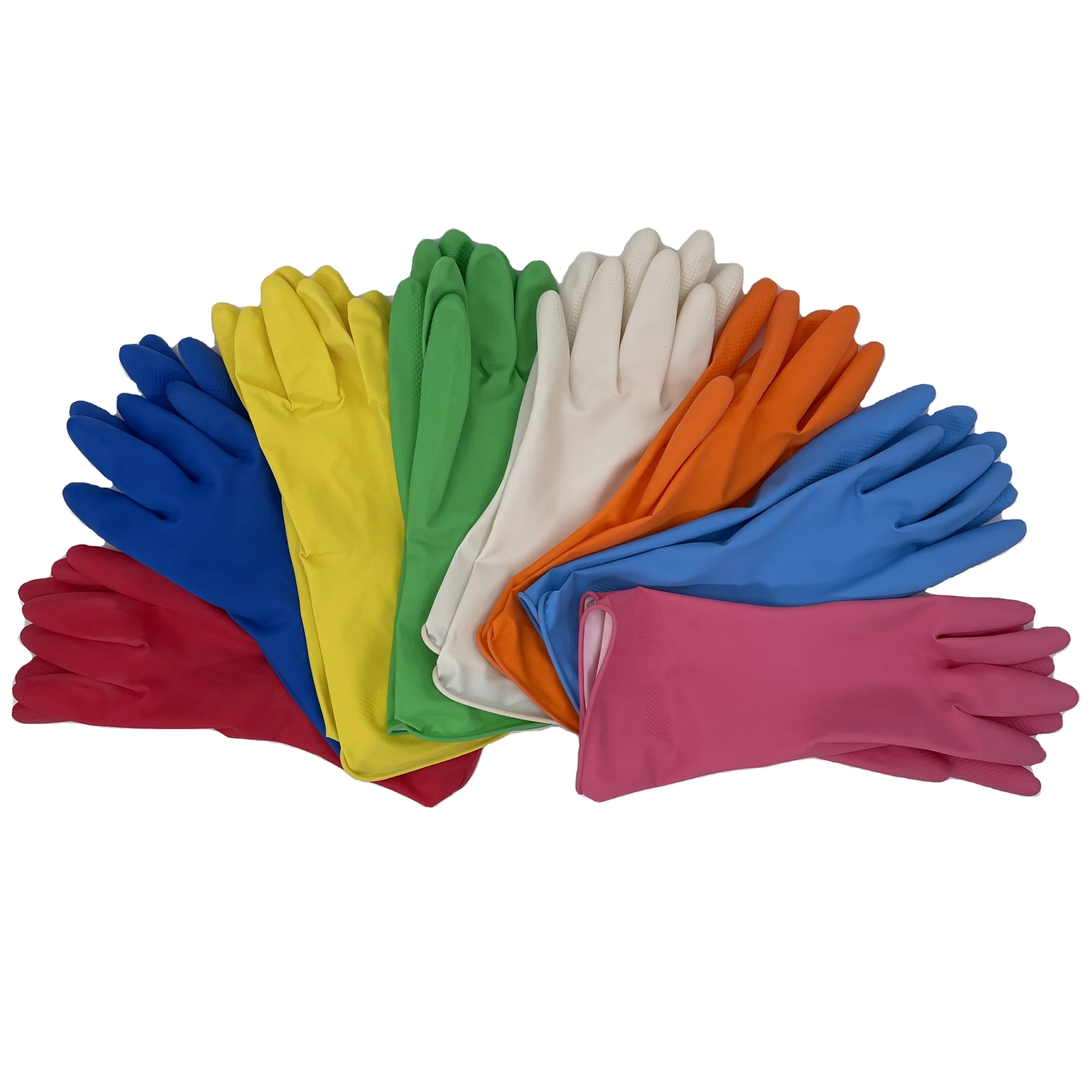 Rubber Household Gloves Plus Fleece Short Work Wear Resistant Durable Thick Warm Washing Dishes Washing Clothes Women's Kitchen