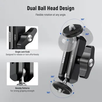 NEEWER CNC Machined Aluminum Alloy  Flexible Articulating Magic Arm with Dual Ball Heads detail image