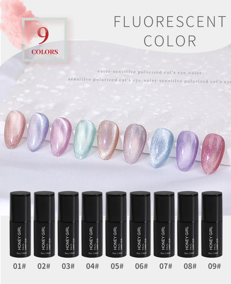 HONEY GIRL Soak Off Uv Led Reflective Gel Polish Color Private Label Cat Eye Gel Nail Polish factory