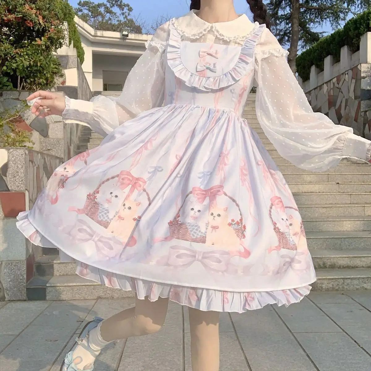 KIMOKOKM-Lolita Princesa Estilo JSK Vestido, Adorável Kawaii