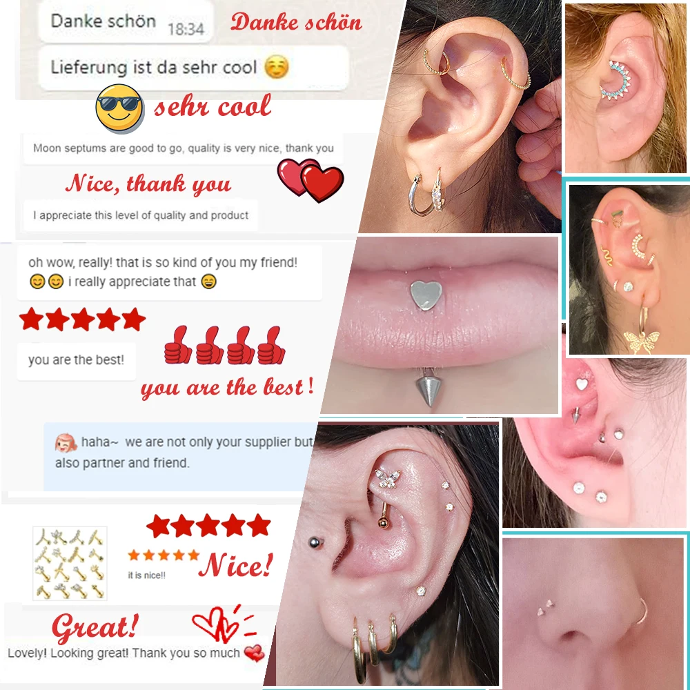 Implant G23 Titanium Chain Threaded Ends Ear Piercing Helix Daith Cartilage Wholesale Body Jewelry