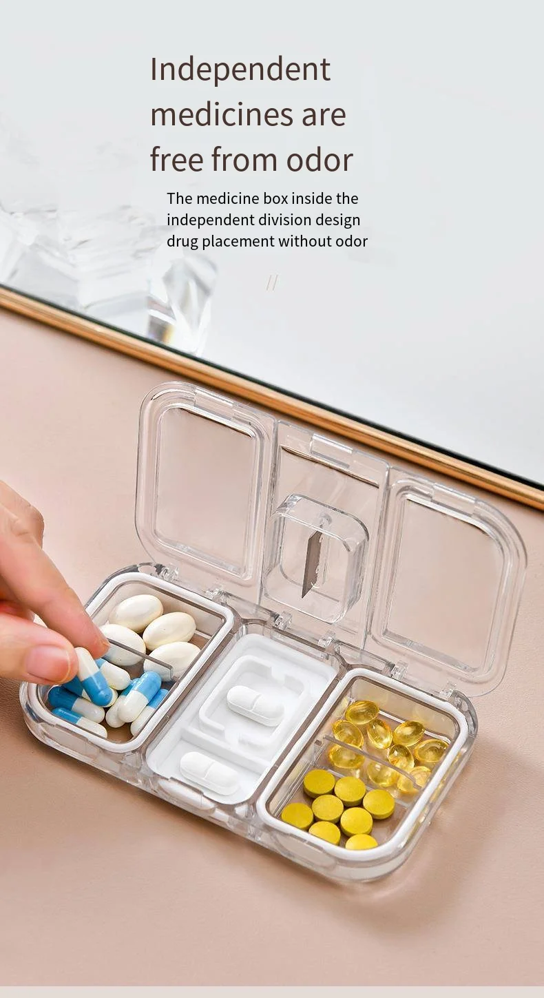 Small pill box with dispenser Convenient travel tablet box dispenser sealed dispenser box supplier