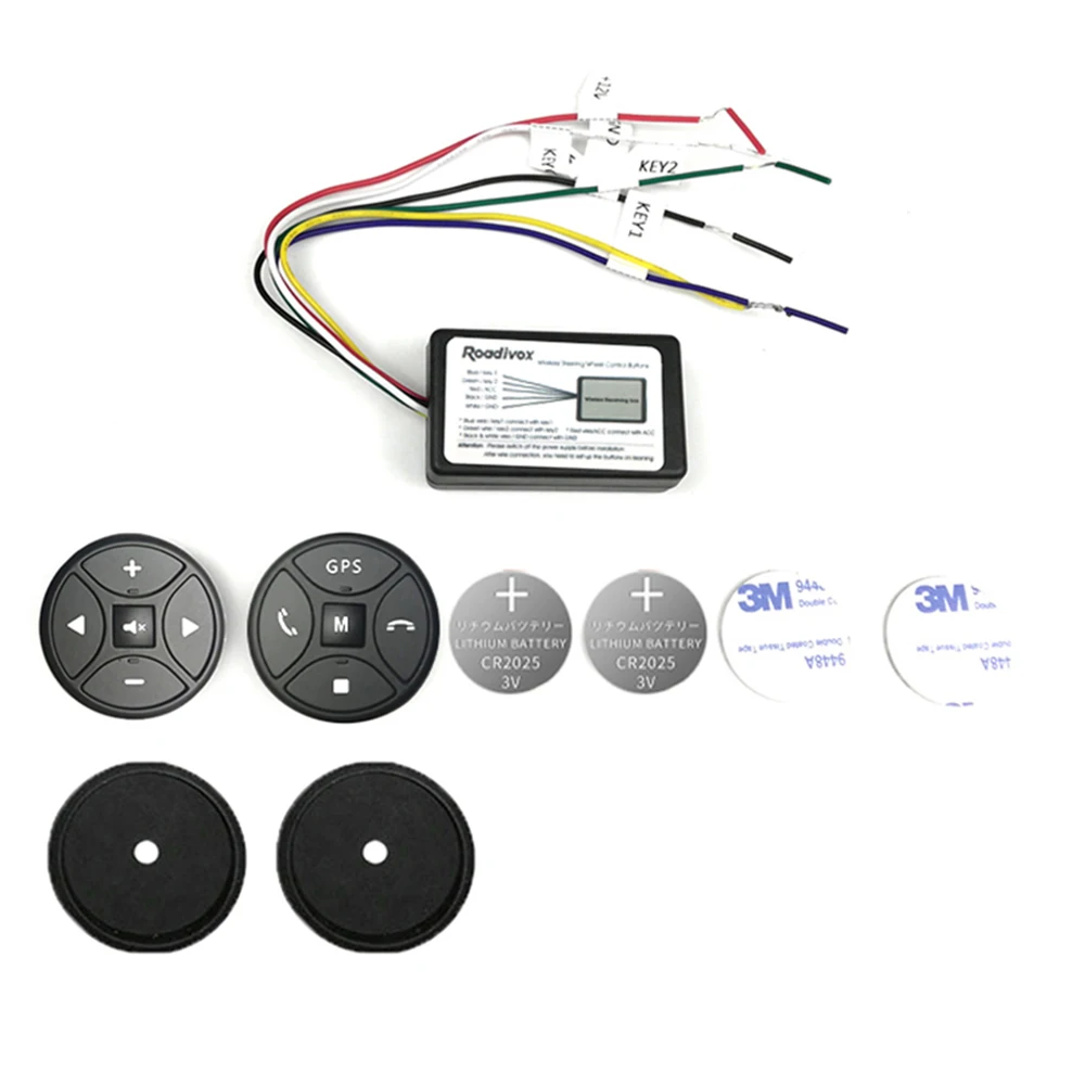 Round Steering Wheel Controller Universal Wireless Button Remote Steering Wheel Control for Car Stereo Audio Radio