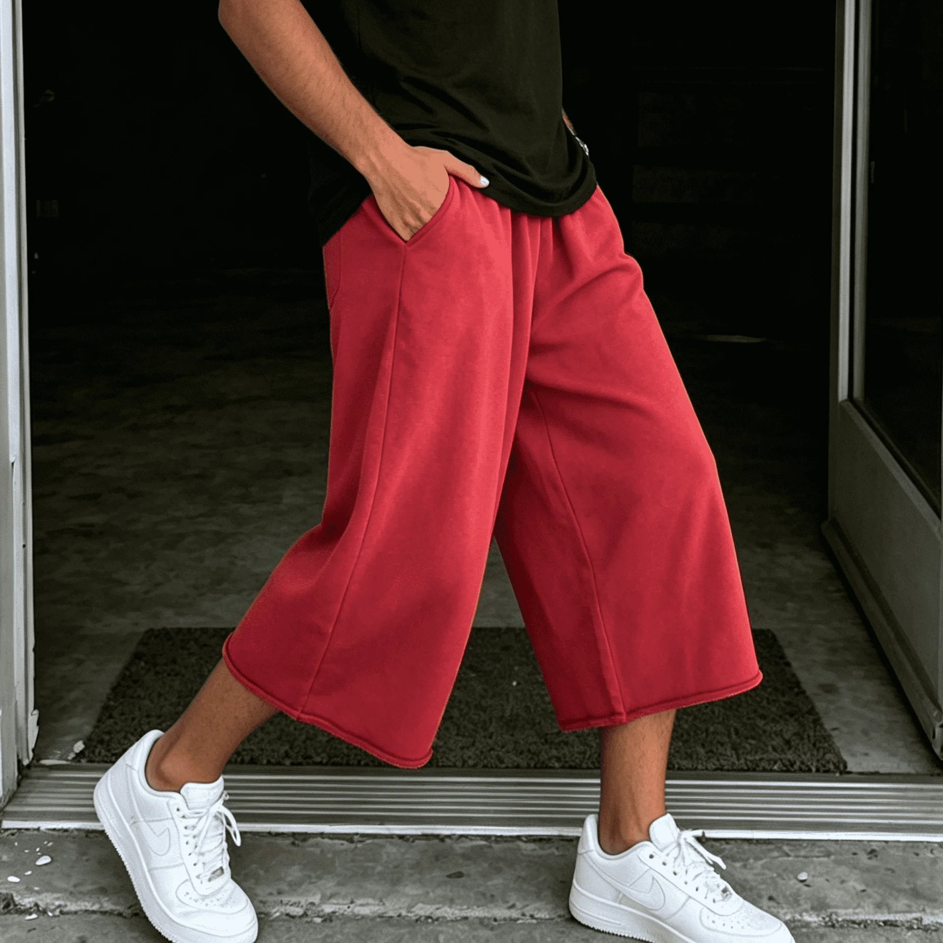 Custom LOGO Acid Washed 100%Cotton 3/4 Extend Long Shorts Running Vintage Distressed Print Plus Size Baggy Sweat Shorts for Men gallery 2