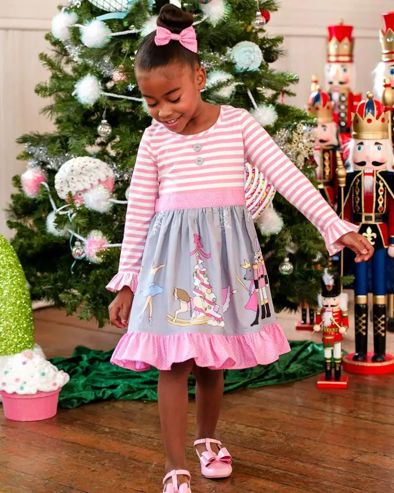 wholesale fashion toddler girls christmas dress pink vintage baby frock dresses Alibaba