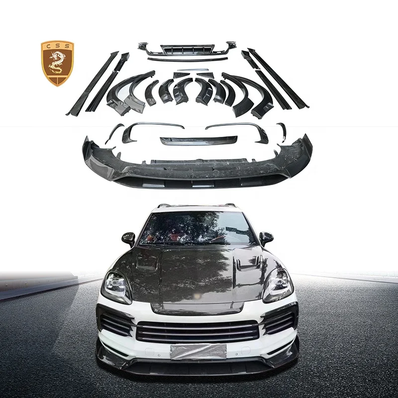 Porsche Cayenne 9Y0 Wide Body Kit 2020-2025 Style Dry Carbon Fiber Front Rear Diffuser Lip Fender