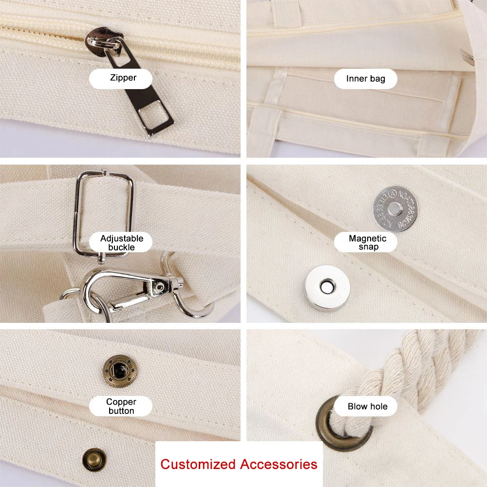 Custom Organic Cotton Canvas Ecofriendly Washable Multipocket