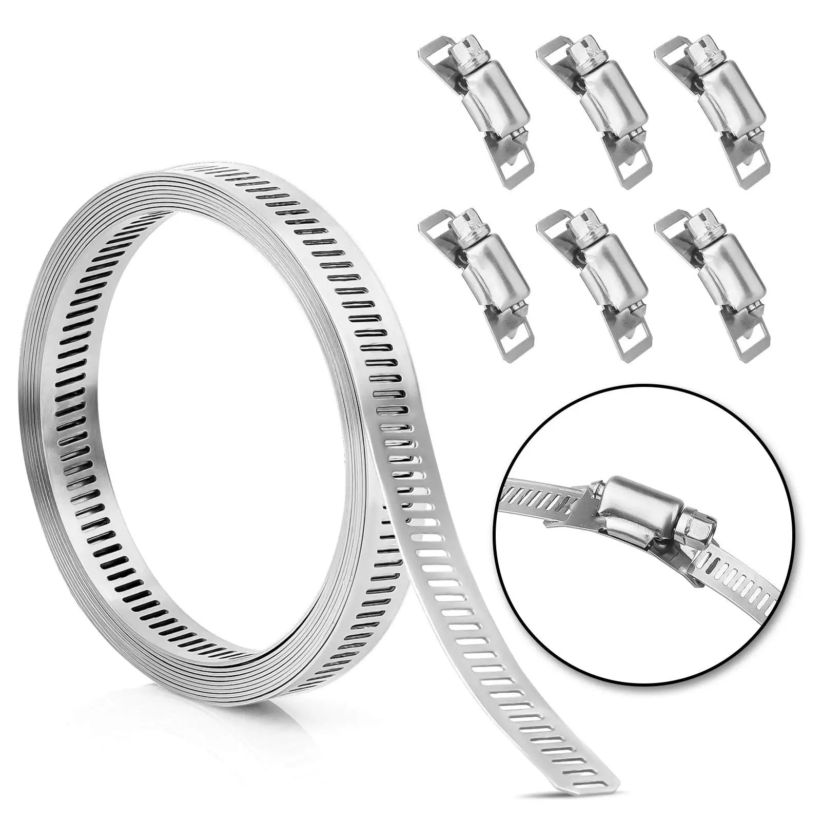 304 Stainless Steel Bandwidth 8mm 12.7mm Hoop Pipe Clamp Spring