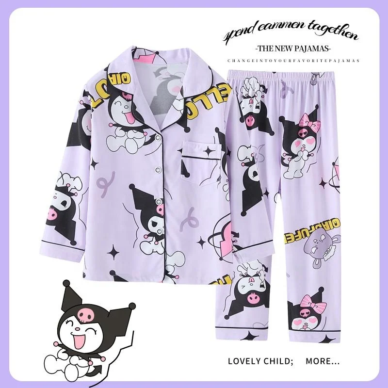 Kawaii Sanrios Cinnamoroll Children's Long-sleeved Pyjamas Anime Kuromi ...