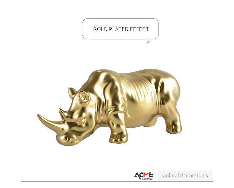 Minimalist Home Decor Ceramic Animal Rhinoceros Ornament Fopearling
