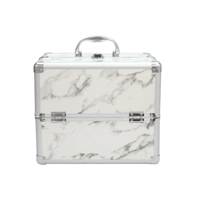 Customized Vintage Style Makeup Kits Professional Aluminum Metal Vanity Nail Trolley Case with Cosmetic Bags & Cases