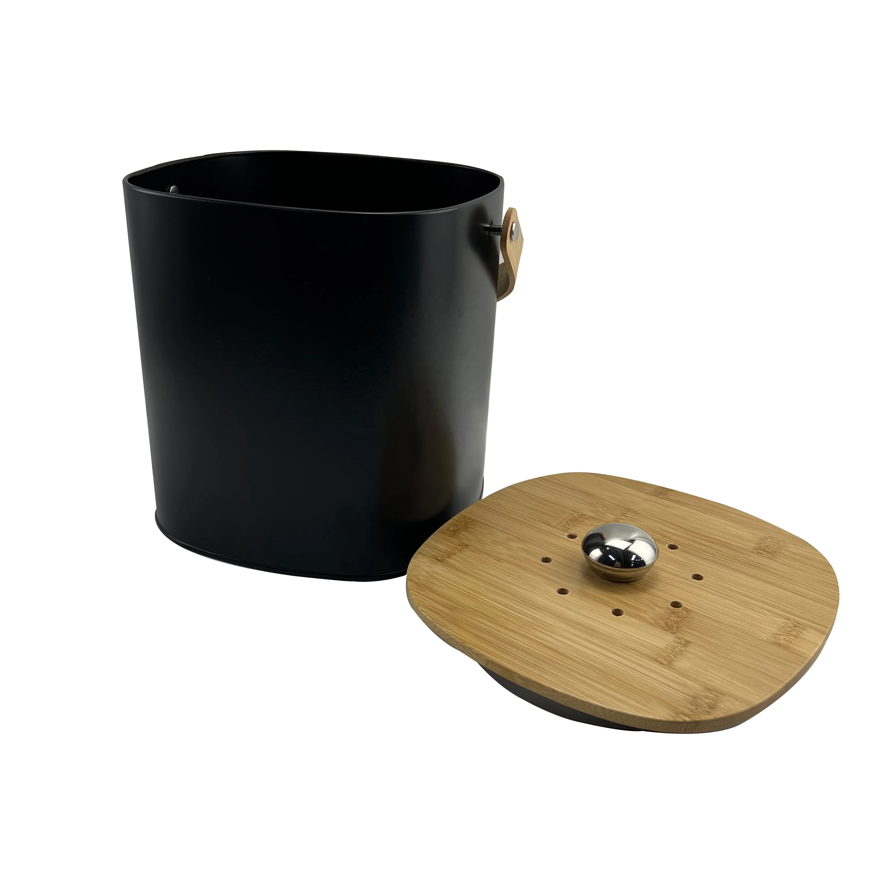 Stainless Steel Countertop Compost Bin with Lid Standing Structure Kitchen Storage Bucket for Garbage Recycling