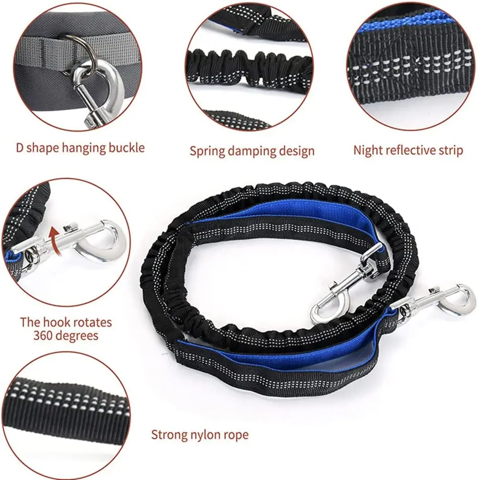 Nibao Hand Free Dog Leashes With Multifunctional Water Bottle Waist Bag