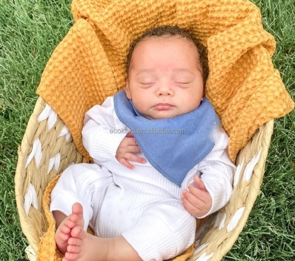 4/6 Layers Baby Bibs Cotton Plain Solid Color Snap Button Soft Triangle Towel Feeding Drool