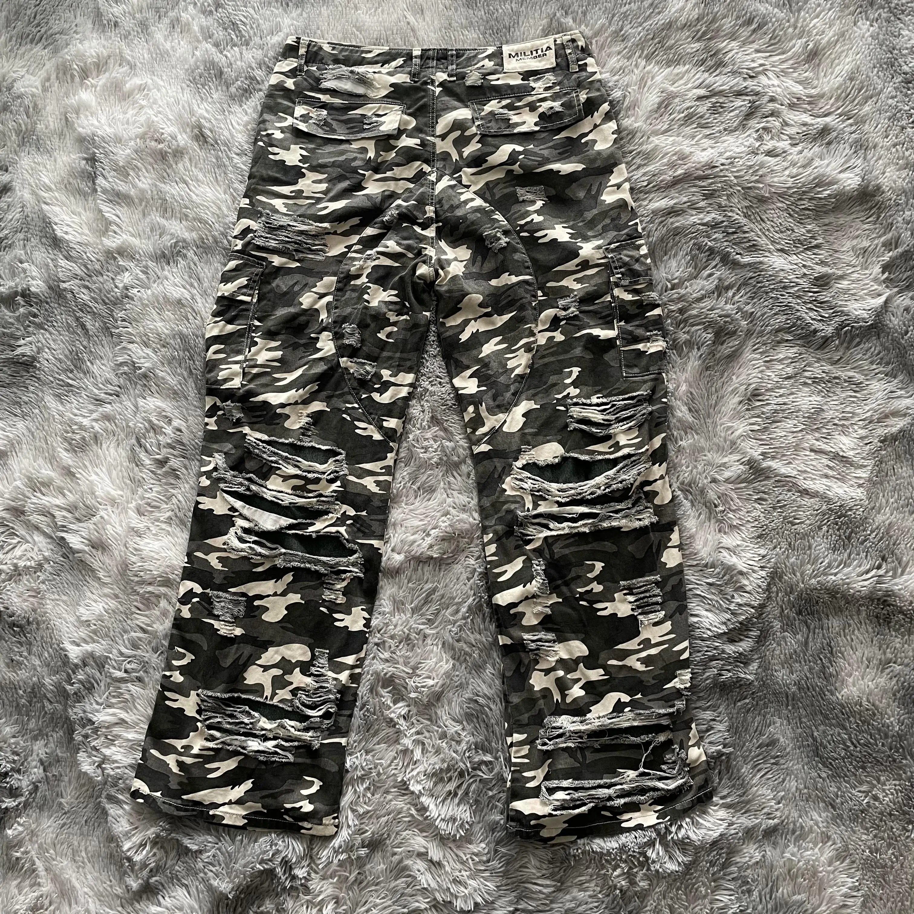 DENIMGUYS Custom Double Layer Patchwork Denim Pants Men Loose