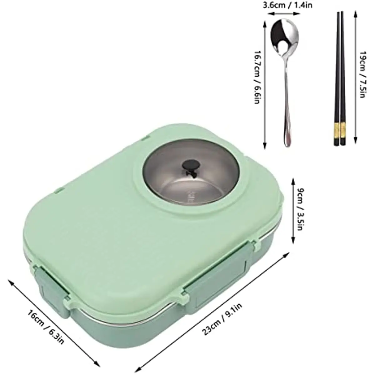 LIZEALUCKY Bento Lunch Box, 1100ml Double Layer 3-Grid Design, 304