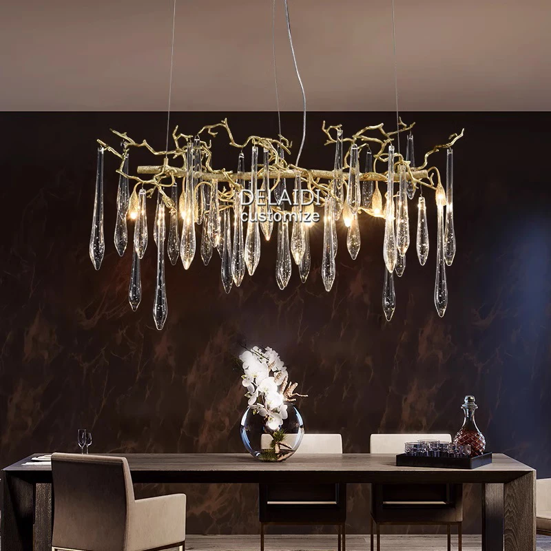 Golden tree branch chandelier