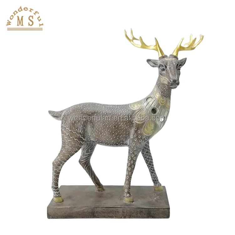 customized resin anime sika deer Figurines poly stone animal sculpture souvenir gifts for Christmas home decoration