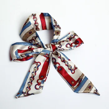 New Classic Custom Natural Slender Tying Bag Scarves 90*4Cm Satin Polyester Belt Small Scarfs Muslims for Bags