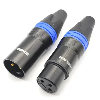 Factory-Direct XLR 3-Pin Female Adapter, Hi-Fi Sound, Compatible with Mic & Mixer, Black/Blue, OFC Copper.