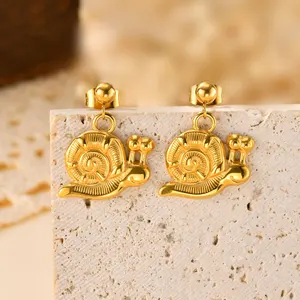 New Trendy Snail Shape Earrings Diamond Ladies' Fashion Stainless Steel 18k Gold Plated Jewelry Drop Earrings