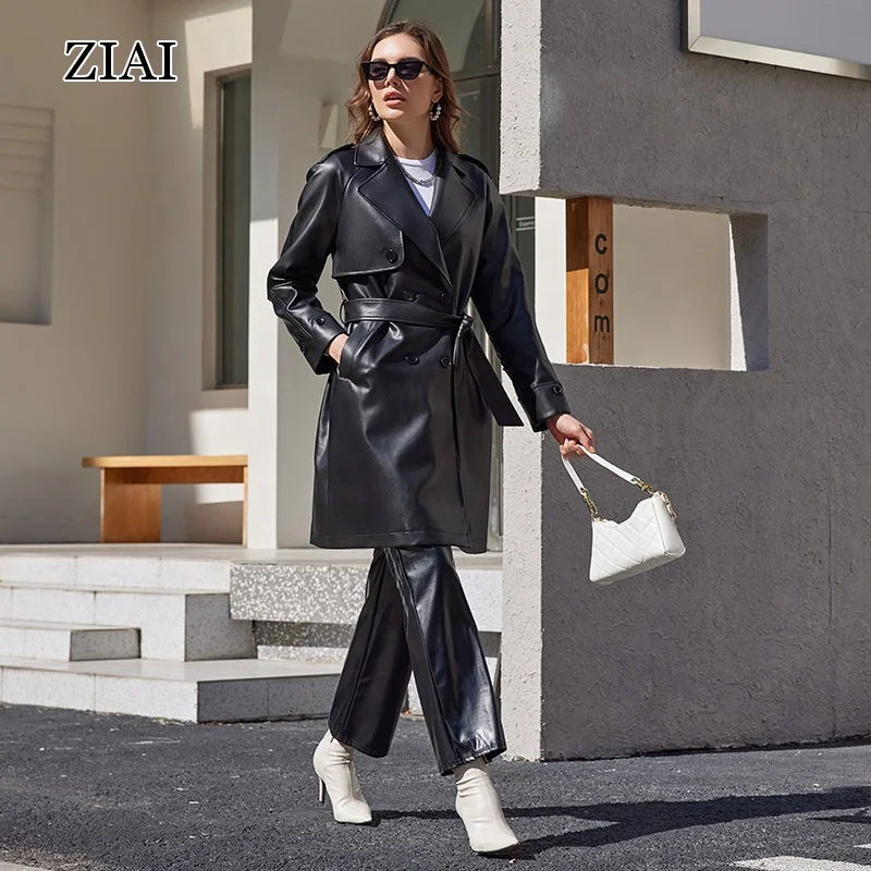 Real Leather Womens Long Black Leather Coat ASOS DESIGN Premium