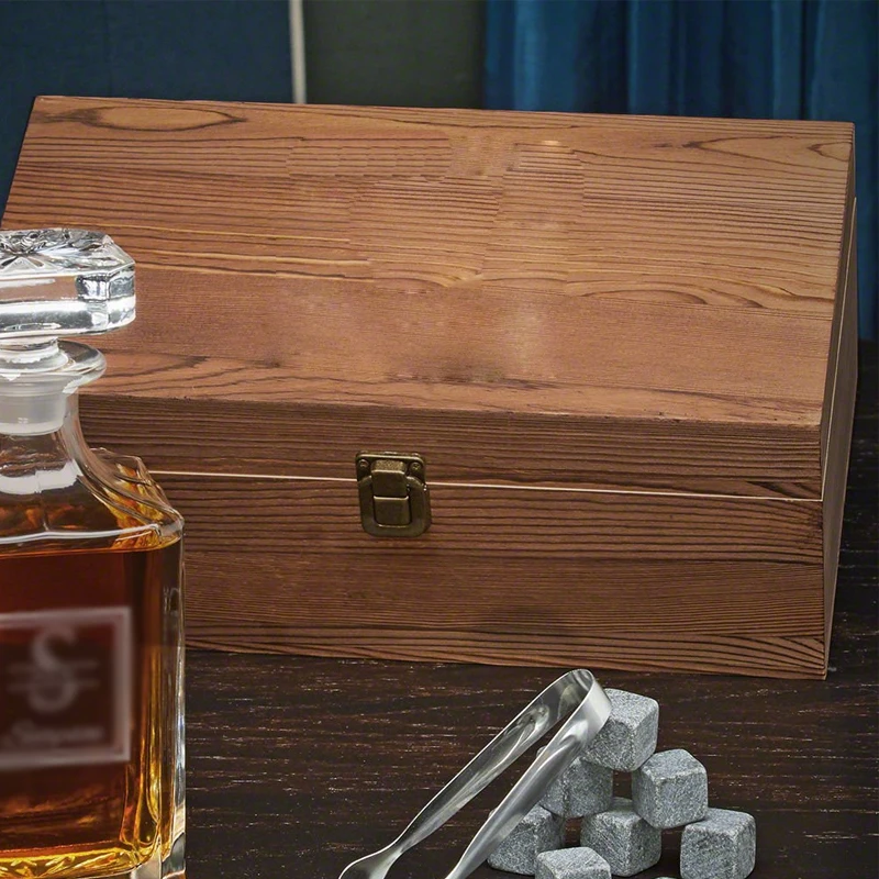 Personalized Gift Whiskey Rustic Finish Packaging Wood Box Groomsmen Gift Box Wooden Perfume Box New Trend 2020