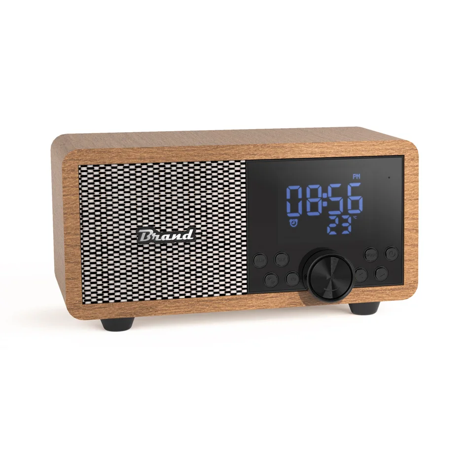 Прямая продажа с завода высококачественный звук портативный Ретро деревянный FM-Будильник беспроводной