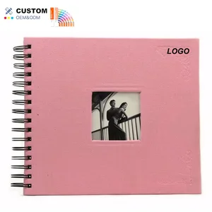 Elegant Pink 8x8 Spiral Scrapbook Photo Album Hard Cover with Embossed Logo Perfect Binding