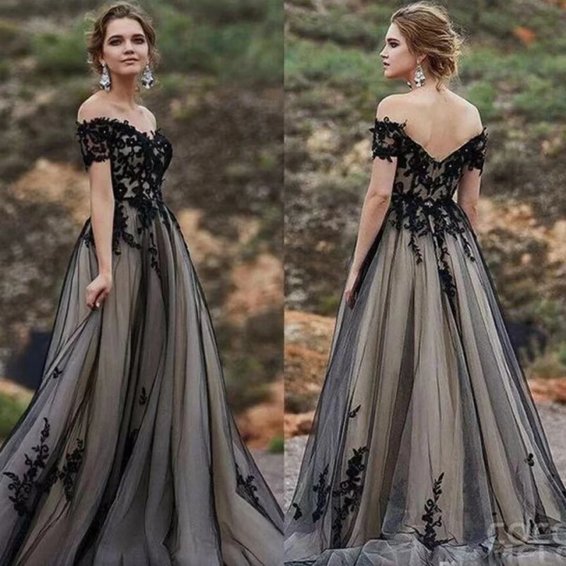 lace prom dresses 2021 Black Lace Affordable 2021 Long Prom Dresses, Off Shoulder Elegant Pro ClaireBridal