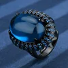 open size Black gold Blue pointed crystal ring
