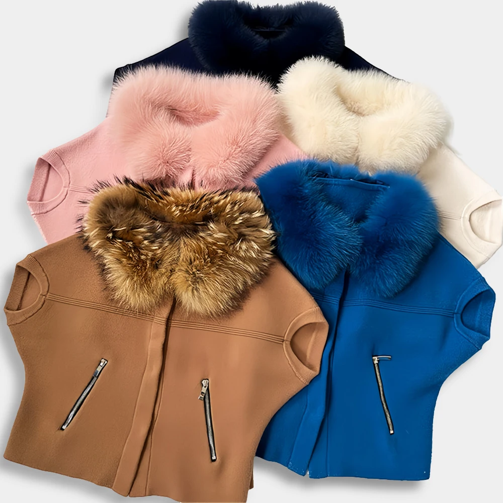 Shop Our Fashion Hot Sale Women's Knit Sweater with Fox Fur