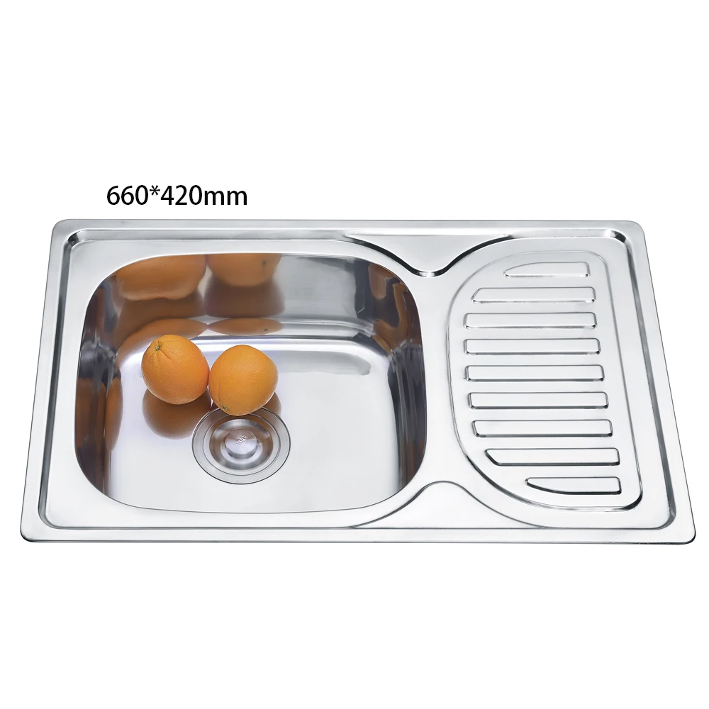 Nice Design Kitchen Above Counter Deep Drawn Press Big Single Bowl Sinks Stainless Steel Kitchen Sink