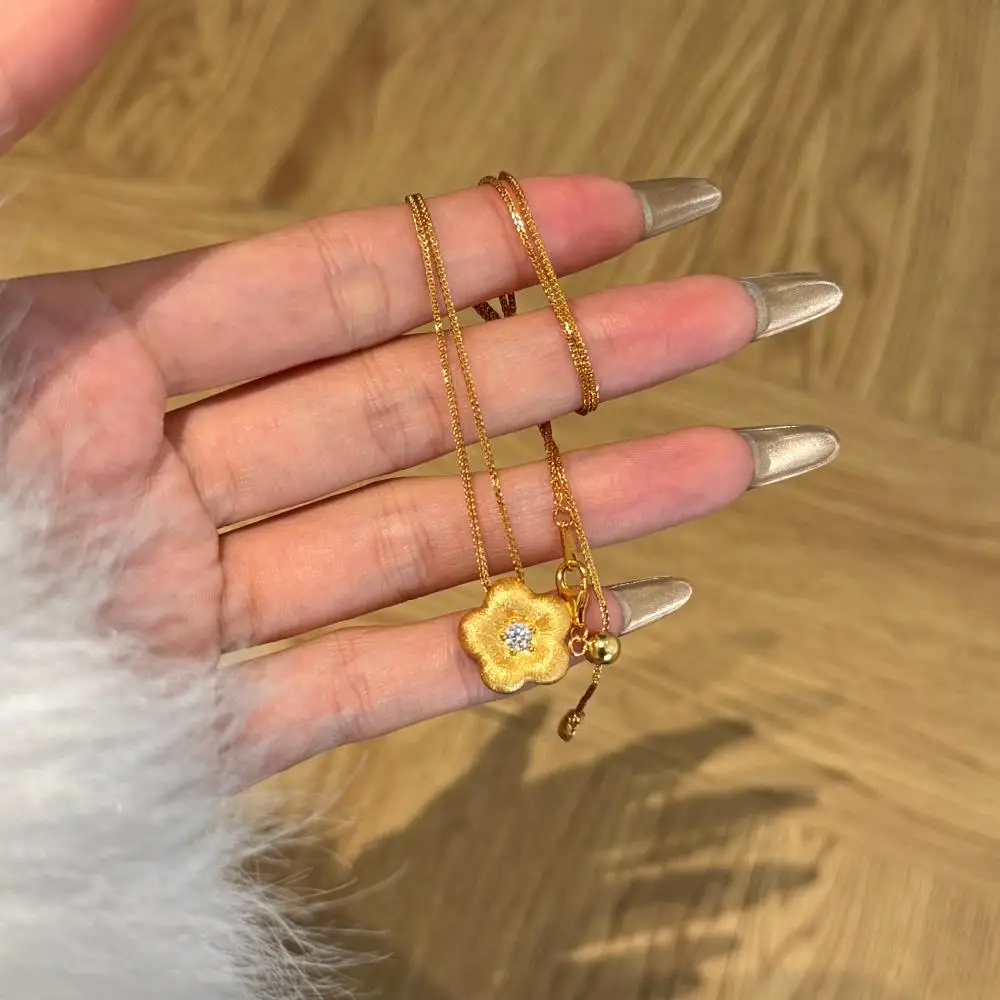 KAKODIY Casual Daily Thin Necklace Jewelry 5A Zircon Adjustable Flower Pendant Necklace for Girls detail 7