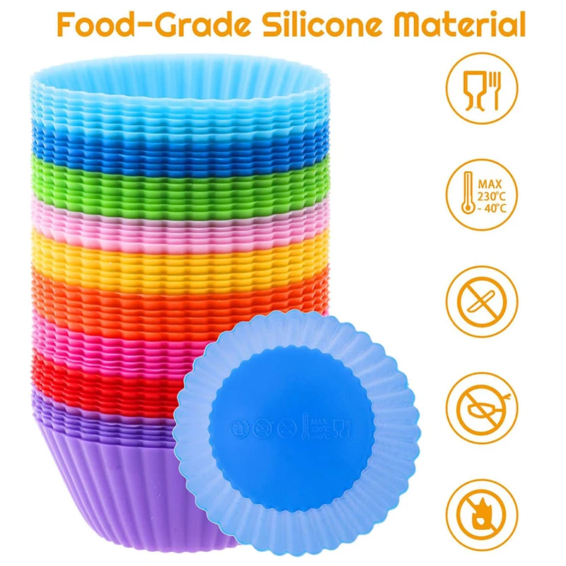 custom colorful different shape silicone cupcake liners baking mold reusable baking cup nonstick pastry muffin cups molds