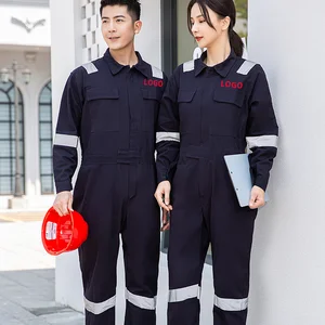 Factory Workshop Technical Worker Pure Cotton Uniform Suit Custom logo High Vis Unisex Work Clothes Cotton Coverall Uniform