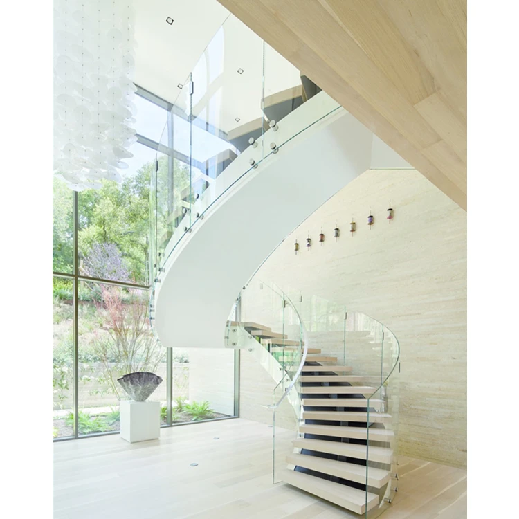 AU Modern Arc Staircase Interiors Double Stringer Arc Stairs Staircase Indoor  Curved Stairs