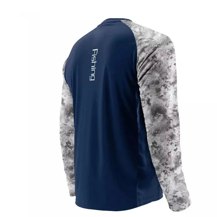 Upf 50 + Солнцезащитная Влагоотводящая полиэфирная рыболовная одежда, мужская сетчатая рубашка с длинным рукавом и отверстиями для УФ-рыбалки