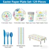 Juego de platos de papel de Pascua-129 piezas