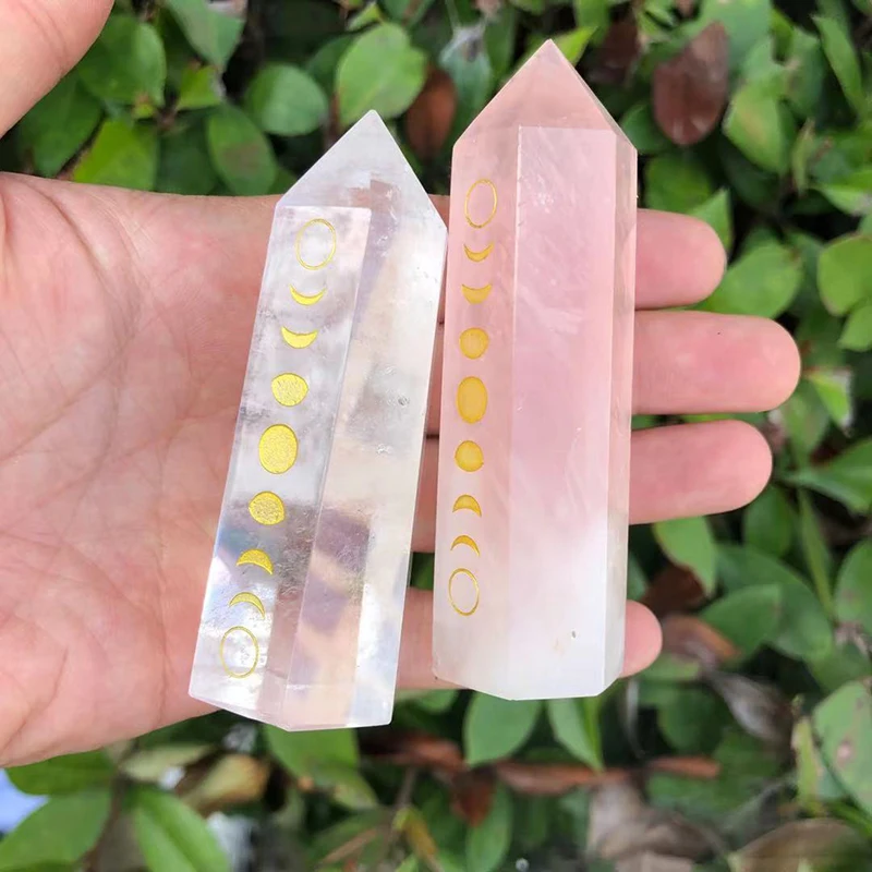 Custom Crystal Obelisk with Moon Phase Symbol Engraved Can Made Many Different Crystal Tower