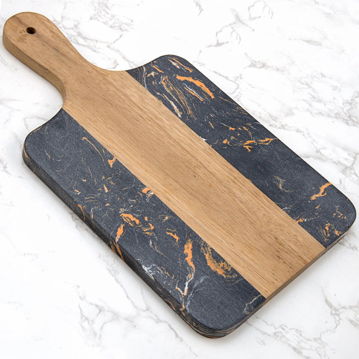 Mwting Acacia Wood Marble Cutting Board Marble Cheese Board Stone Cutting Board For Serving Marble Cutting Boards For Kitchen Black-stone Cutting Boards For Kitchen