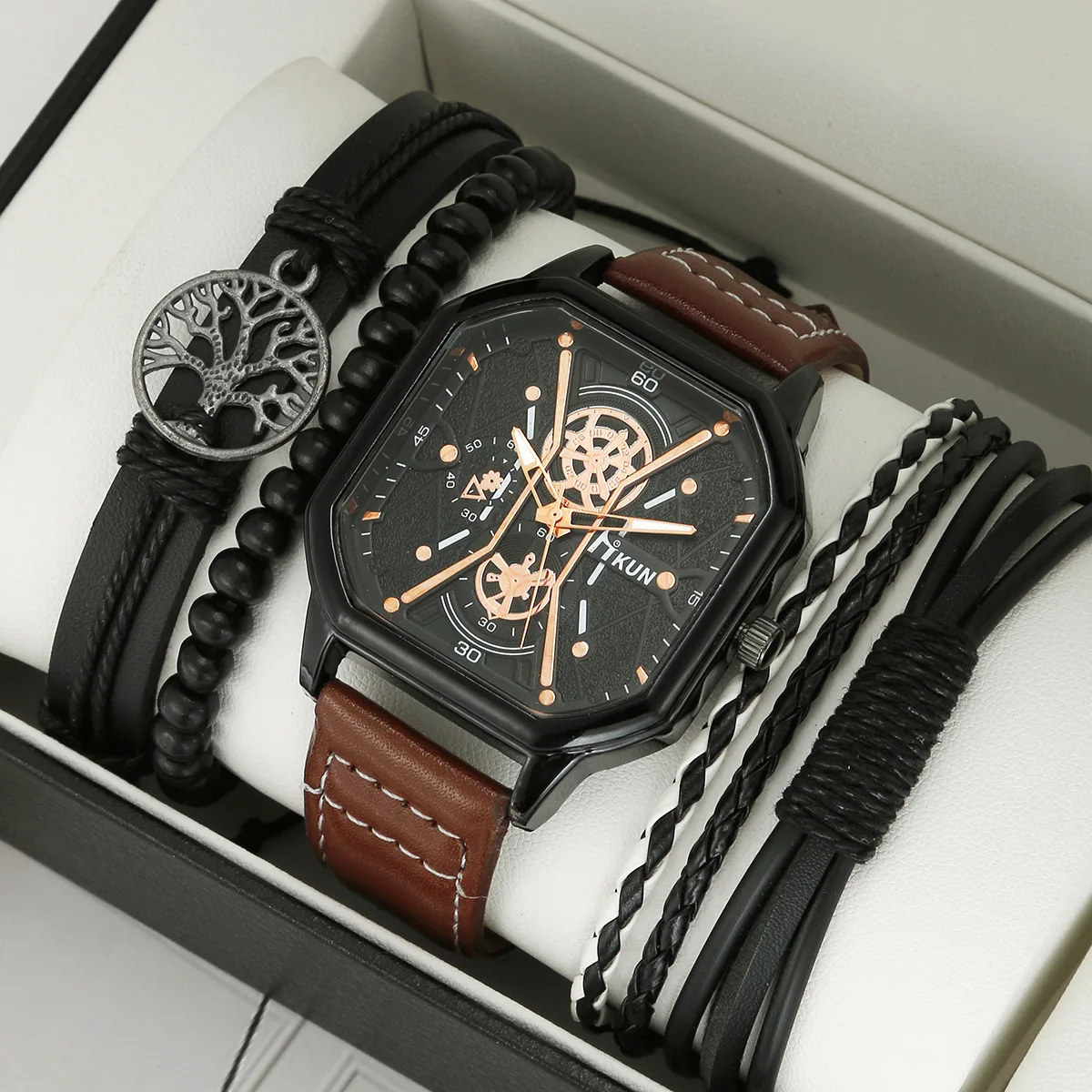 アナログ時計 [LLOYD] Awesome Square Classic Brown Men's Leather Watch Amazon.com: OLEVS Watches for Men Classic Dress Analog