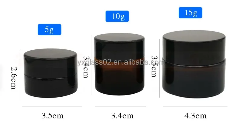 Supplier amber empty round face cream glass jar with screw lid package container 5g10g15g20g30g50g60g100g details