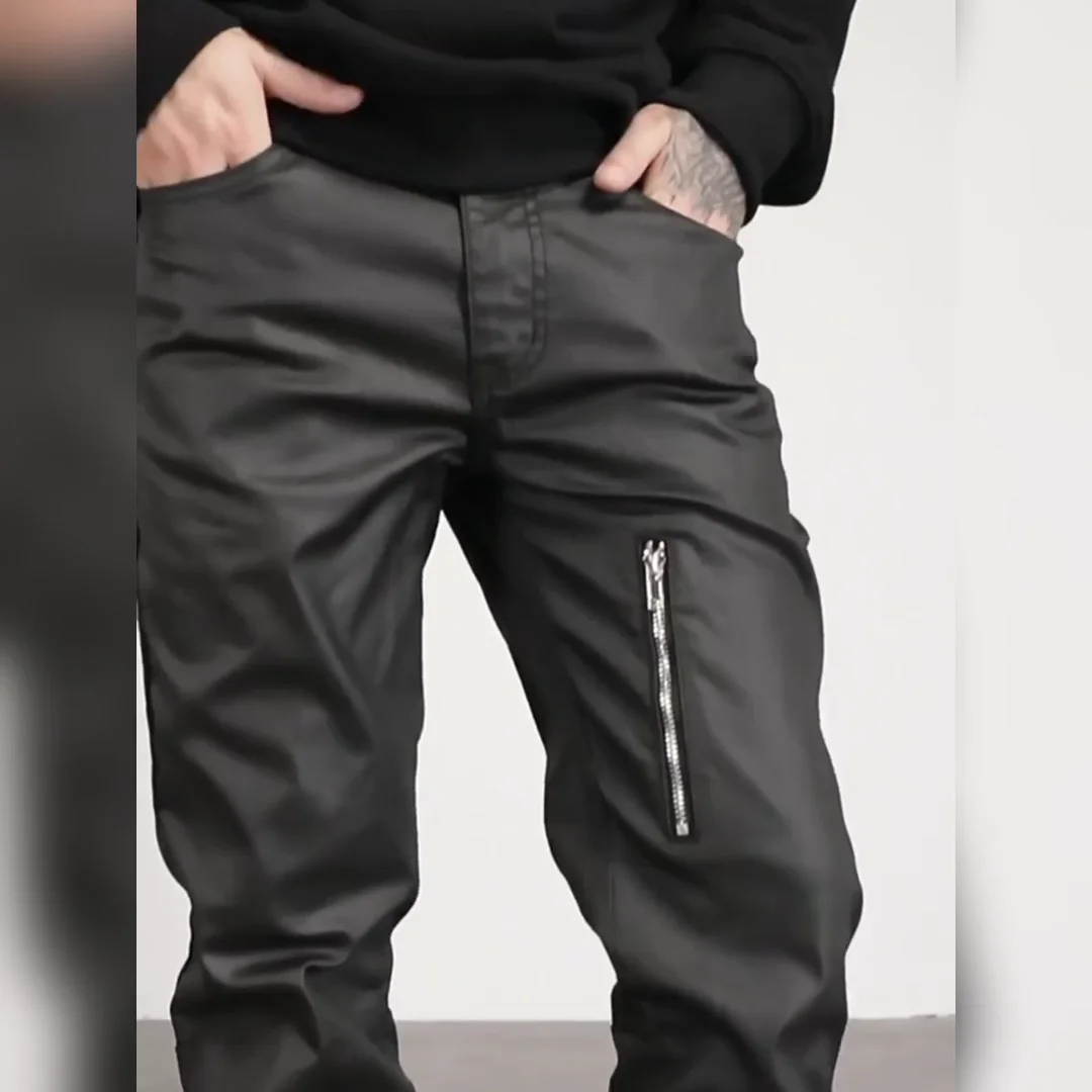 High Street High Waist Black Waxed Stack Jeans Custom Skinny Pants Slim