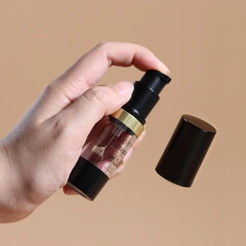 Factory Direct Sale Wholesale 10ml Matte Black Gold Airless Bottle with Lotion Pump Serum Bottle